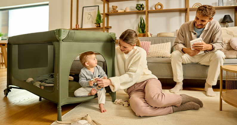 Lionelo Jasmin Easy Fold Beige Sand — Lit bébé 2en1
